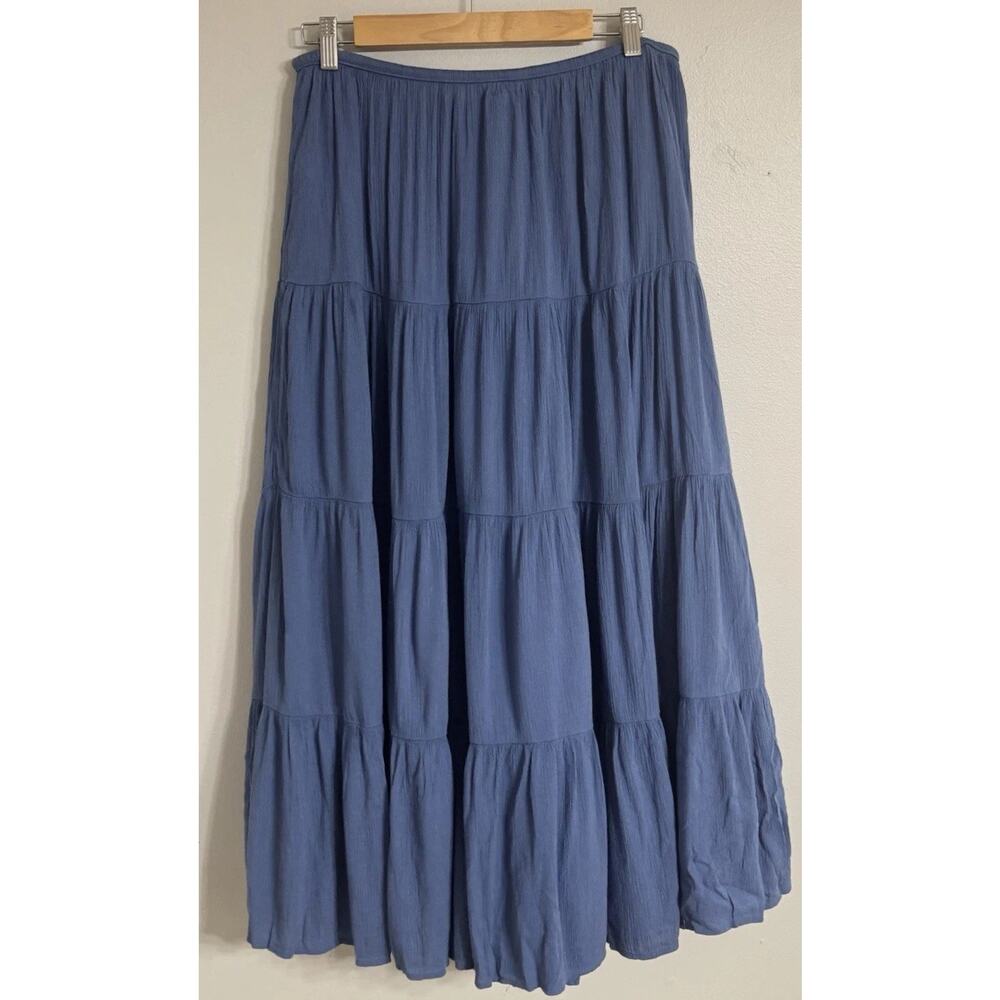 Aerie Maxi Skirt Women’s Size Large Tiered Skirt Relaxed Pull-On Blue NWT - Picture 6 of 12
